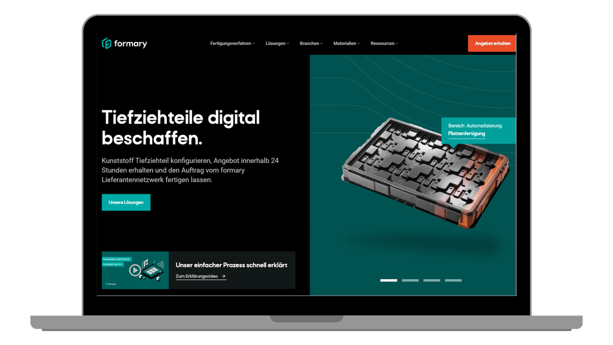 Mockup der formary Webseite