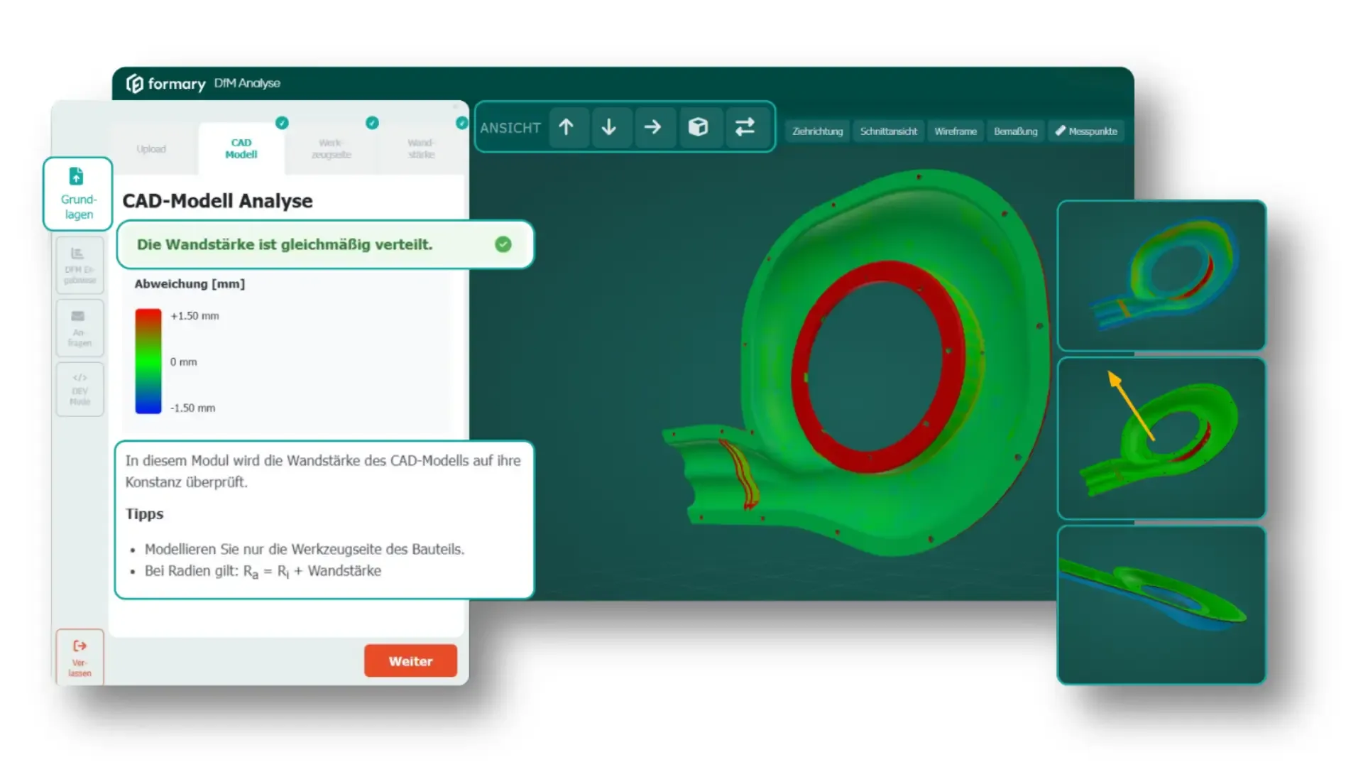 DfM-Analyse Software Mockup