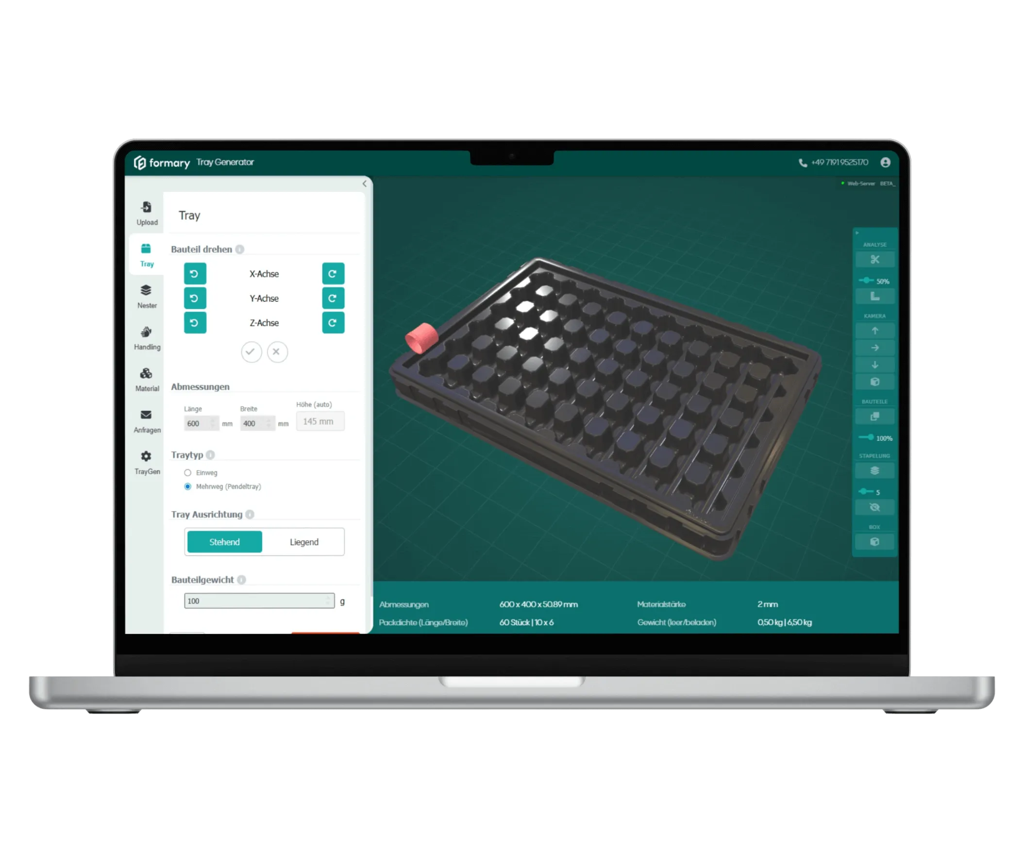 Tray Generierung im 3D Tray Generator