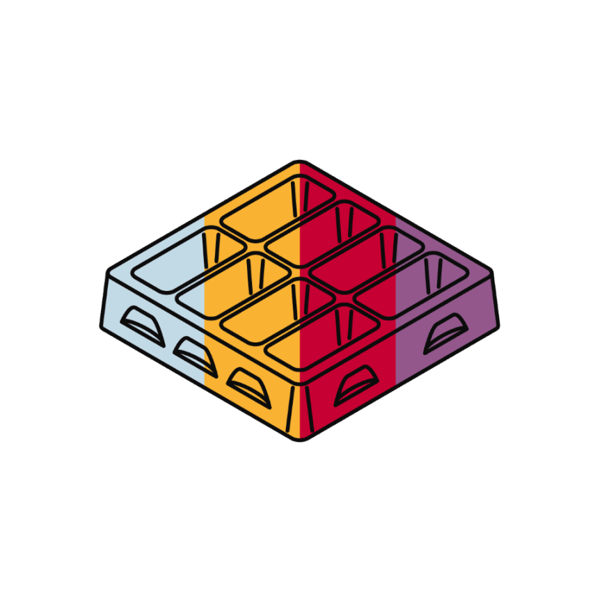 Trays mit Farbkennzeichnung