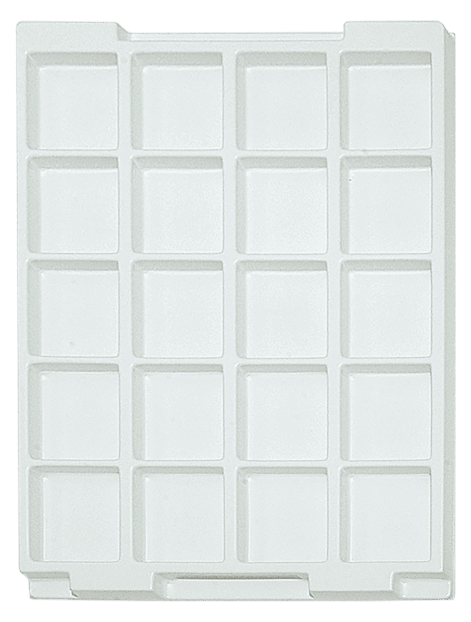 Tiefzieheinlage weiß, 20 Nester viereckig, PS