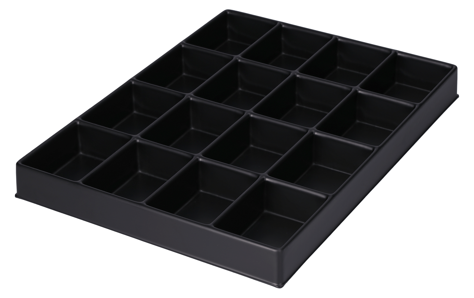 ESD-Tiefzieheinlage schwarz, 16 Nester viereckig, PS_Frontalansicht