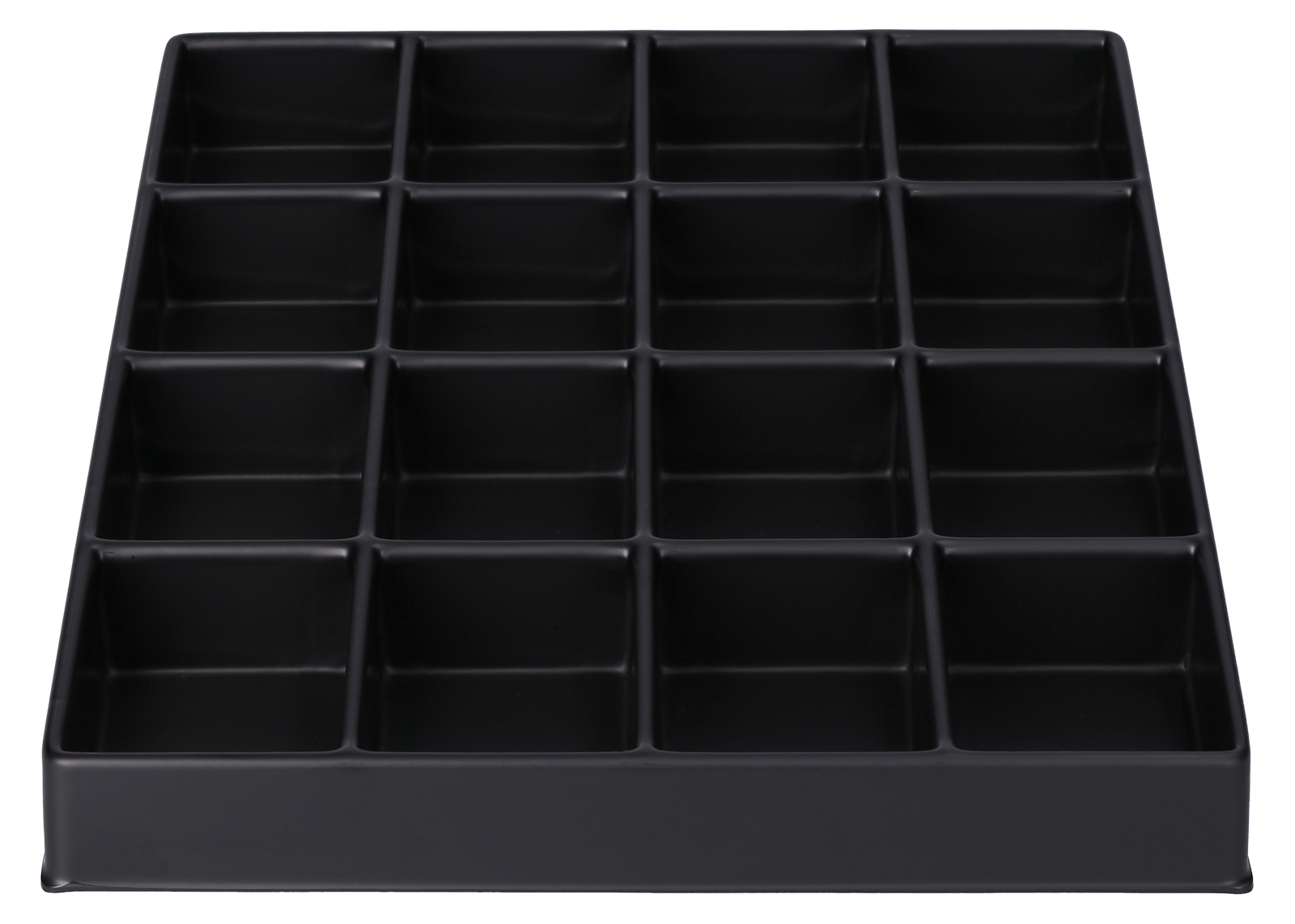 ESD-Tiefzieheinlage schwarz, 16 Nester viereckig, PS_Frontalansicht