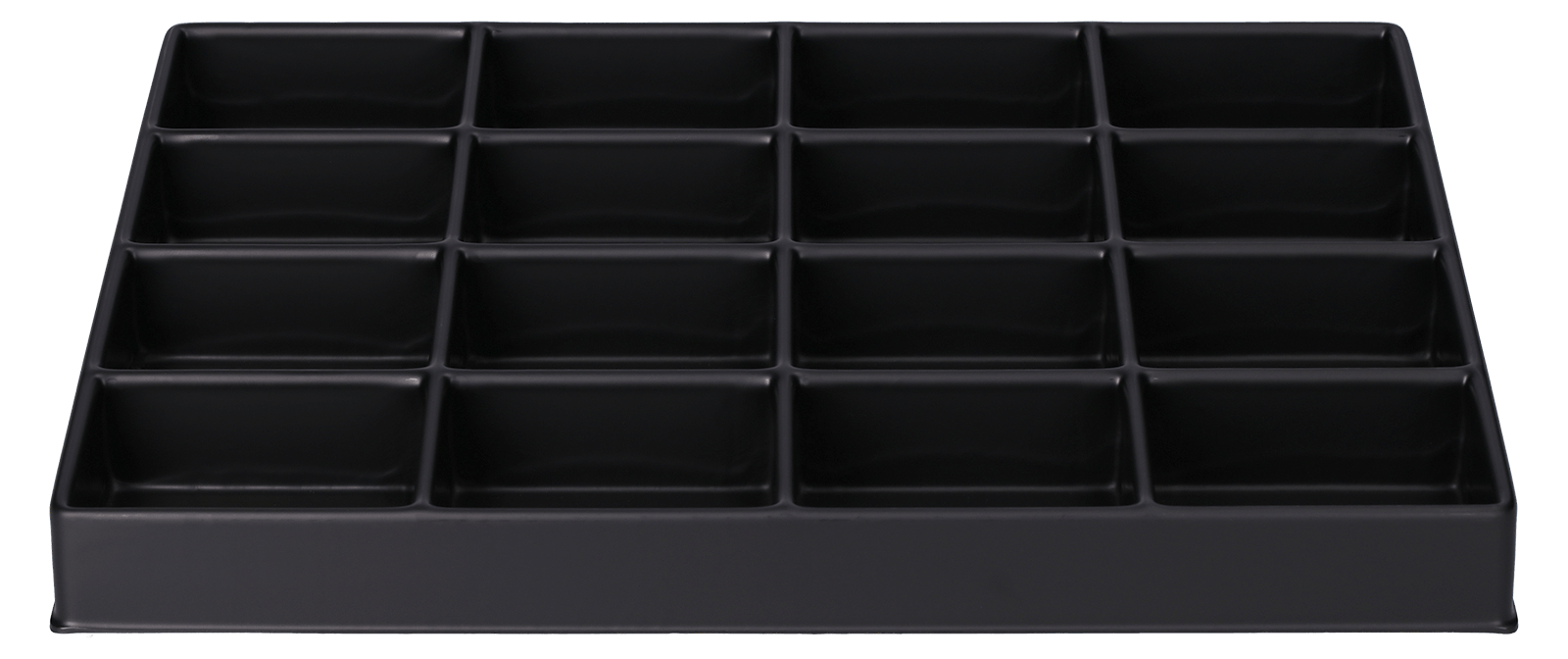 ESD-Tiefzieheinlage schwarz, 16 Nester viereckig, PS_Frontalansicht
