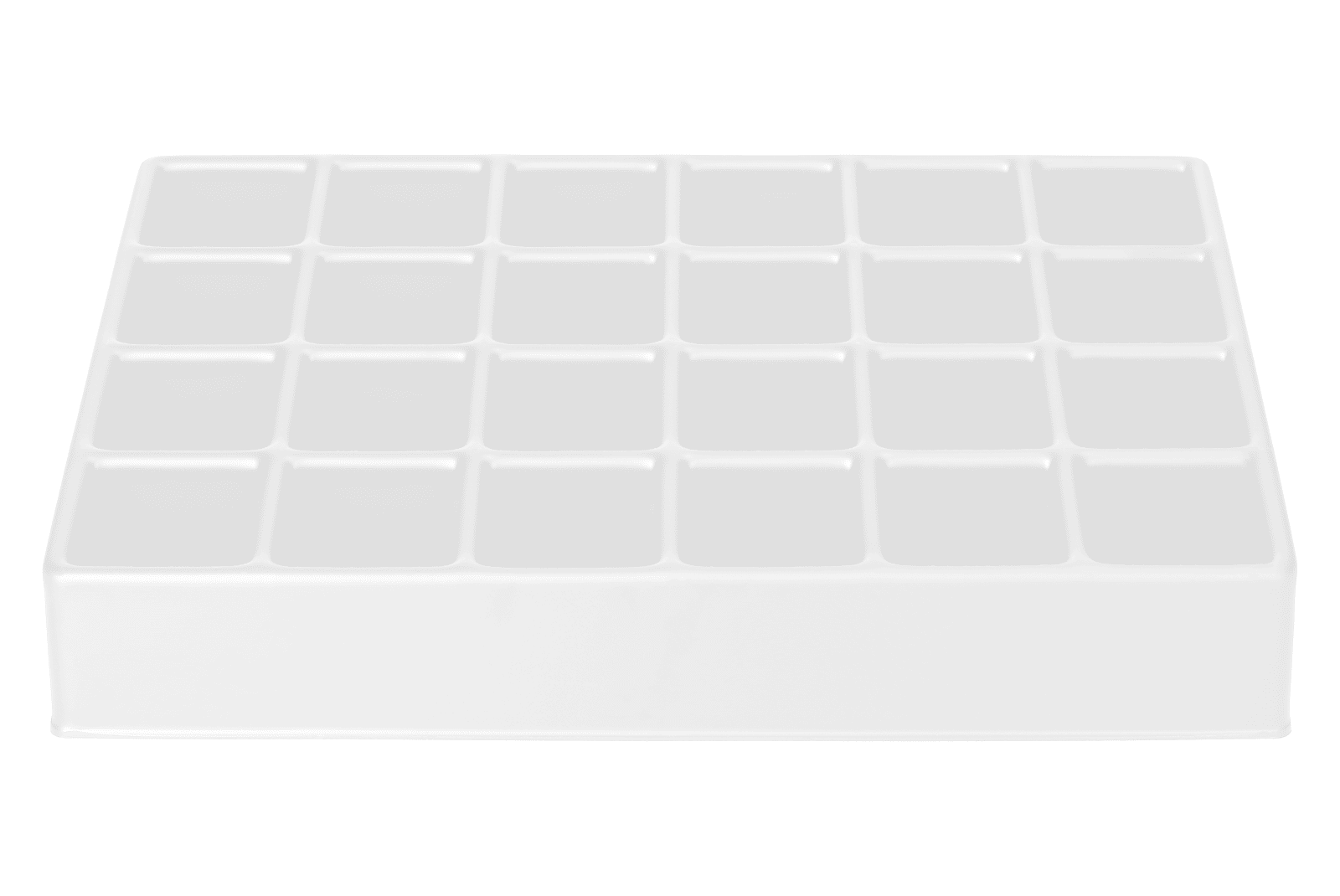 Tiefzieheinlage weiß, 24 Nester 4-eckig, PS_Frontalansicht