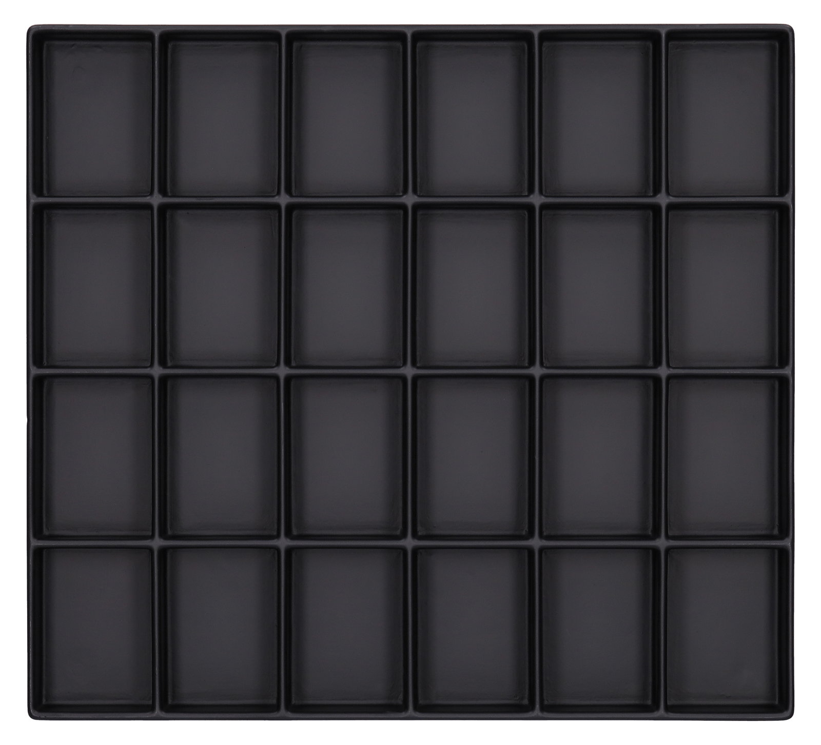 ESD-Tiefzieheinlage schwarz, 24 Nester rechteckig, PS_Frontalansicht