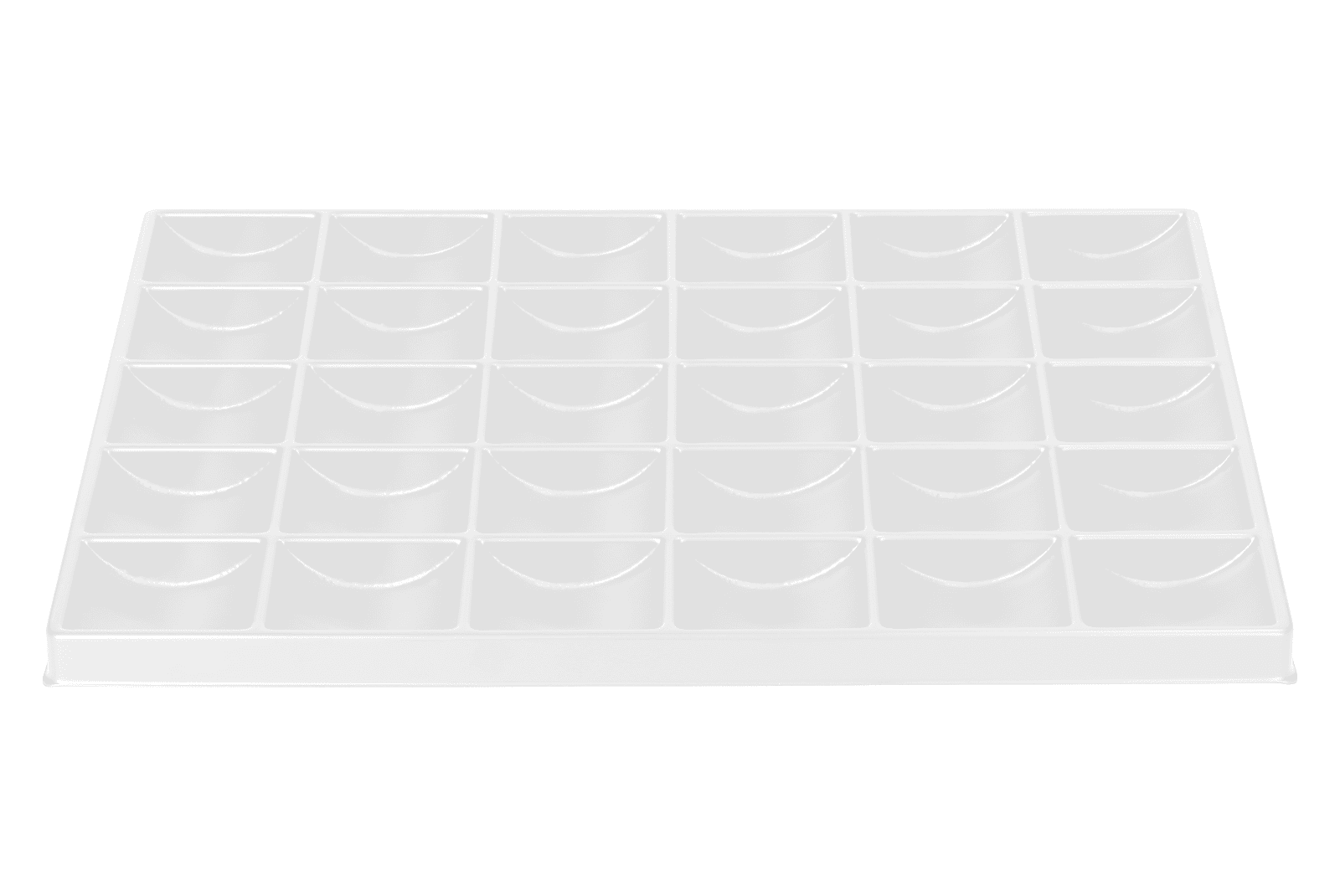 Tiefzieheinlage weiß, 30 Nester rechteckig, PS_Frontalansicht