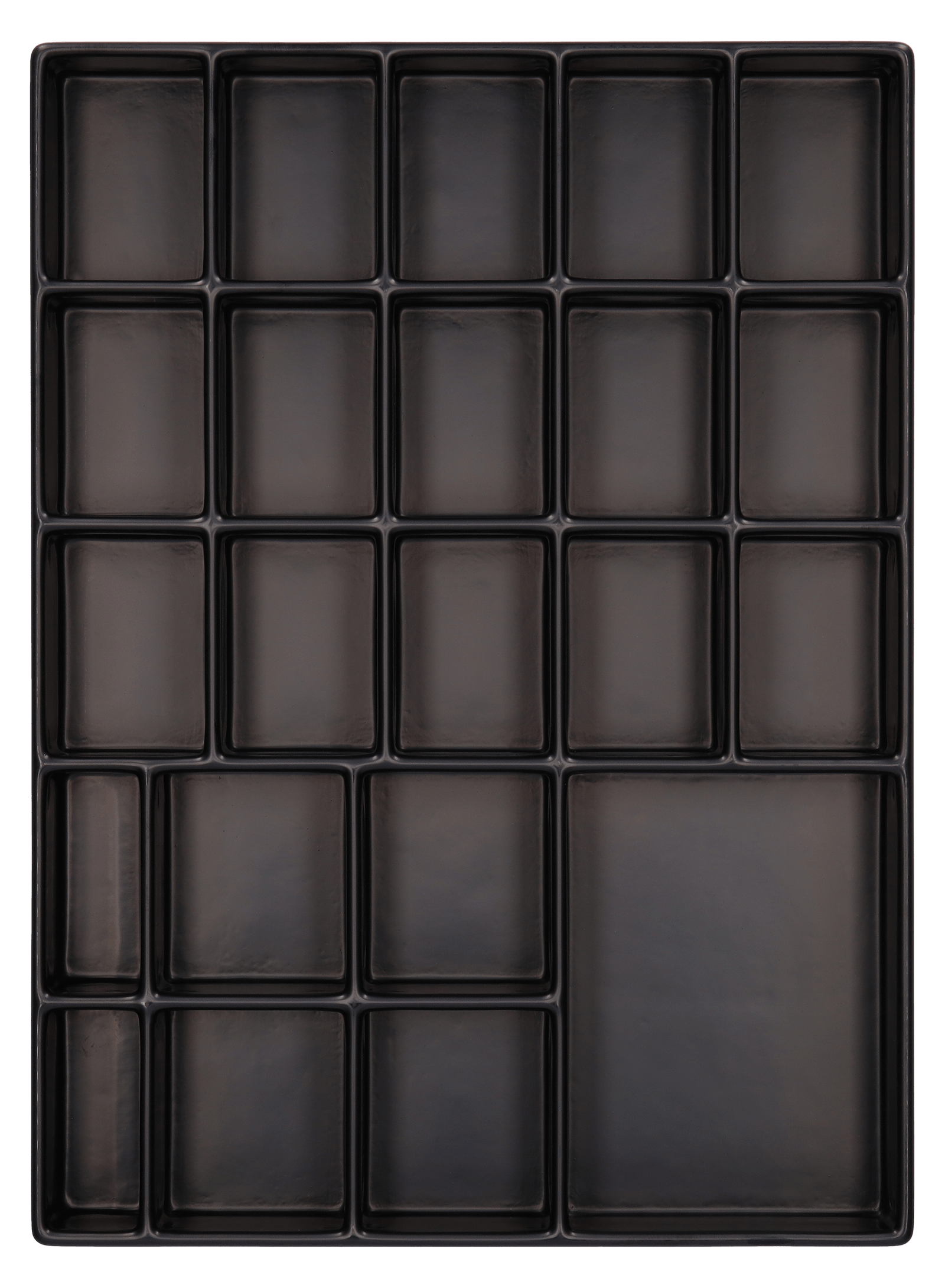 ESD-Tiefzieheinlage schwarz, 22 Nester rechteckig, PS_Frontalansicht